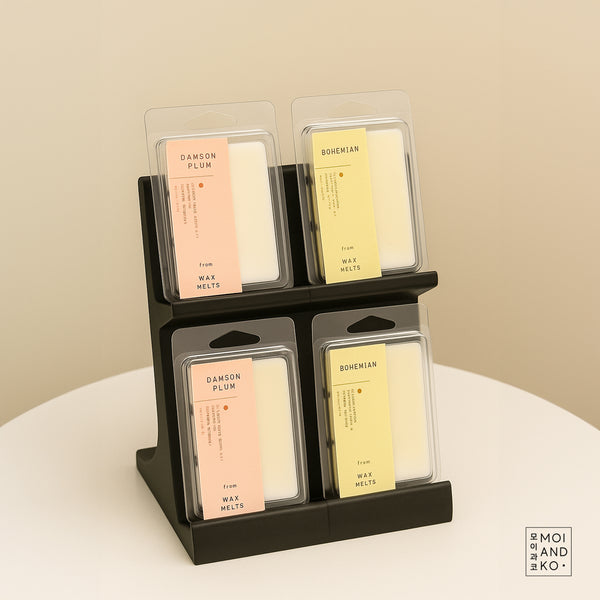 Expositor Vertical 3D para 2 Wax Melts – Apilable y Minimalista
